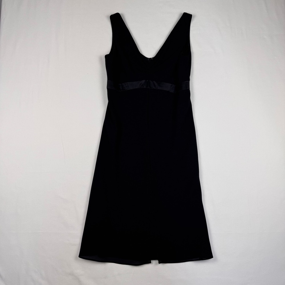 Jones New York Cocktail Dress Womens 4 Black Silk Trim V-Neck Chiffon - Picture 3 of 8